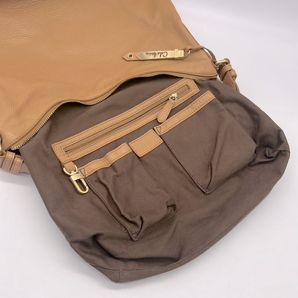 Cole Haan Avery Large Leather Hobo Shoulder Bag Tan Gold - Picture 14 of 16